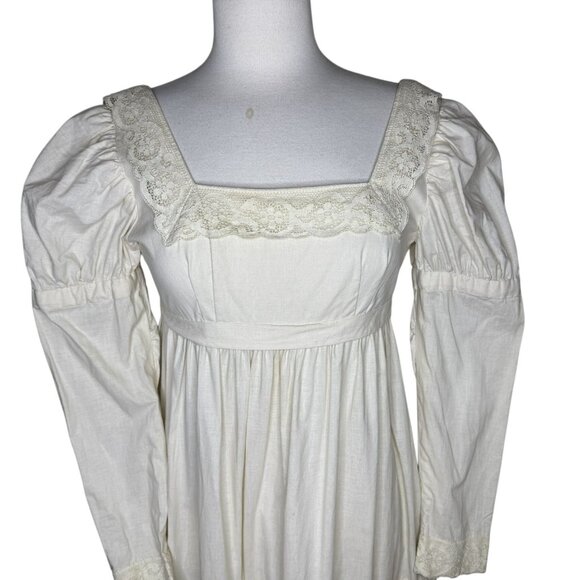 Handmade Edwardian-Style Cream Maxi Dress, Formal, Costuming, Cottagecore, Lace - Picture 4 of 12